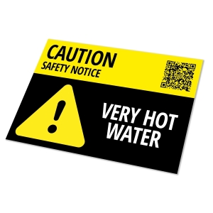 Atom Caution Very Hot Water Label - Pack of 10 LBG5