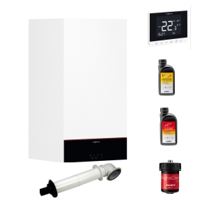 Viessmann Vitodens 100 W 26 KW Combi Boiler with Horizontal Flue, Adey Filter,  Control & Chemical Pack. VMN050HPK6